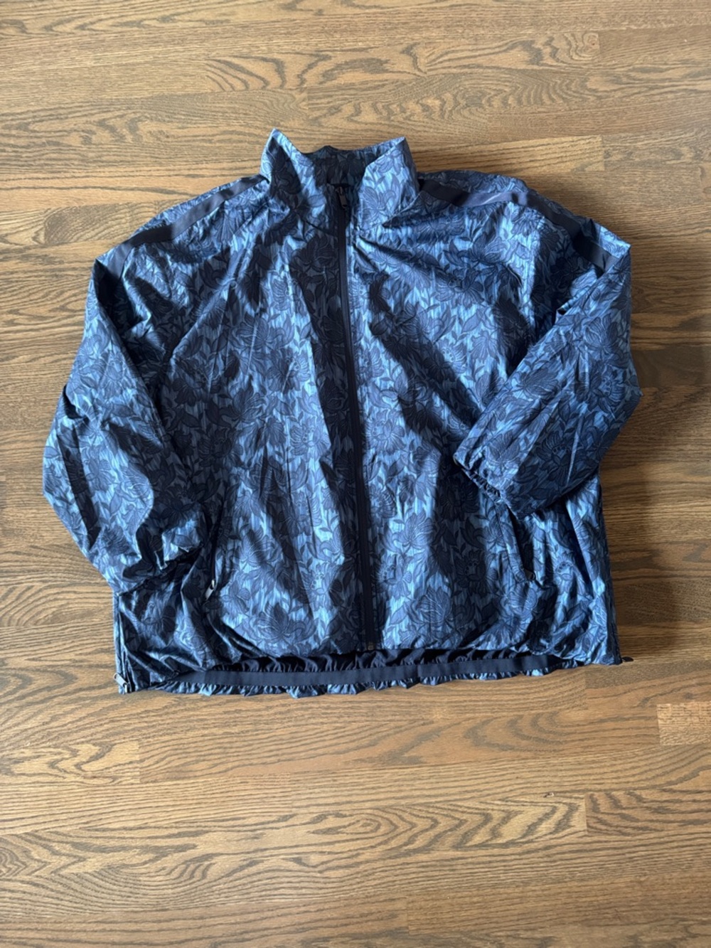 Athleta Navy Blue Floral Packable Jacket